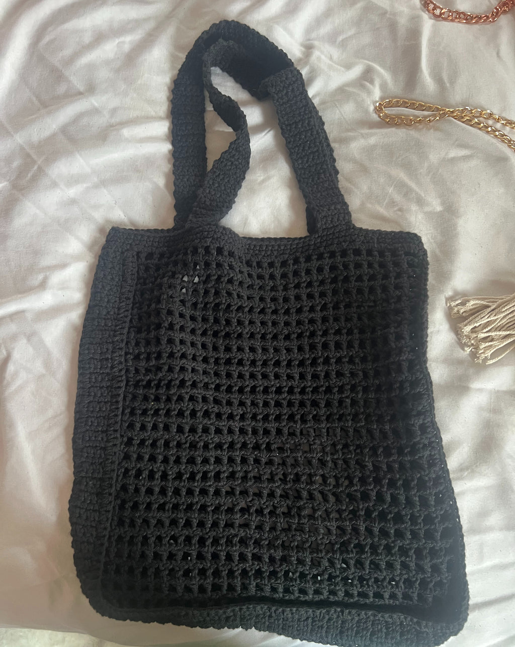 Midnight Mesh Crochet Tote